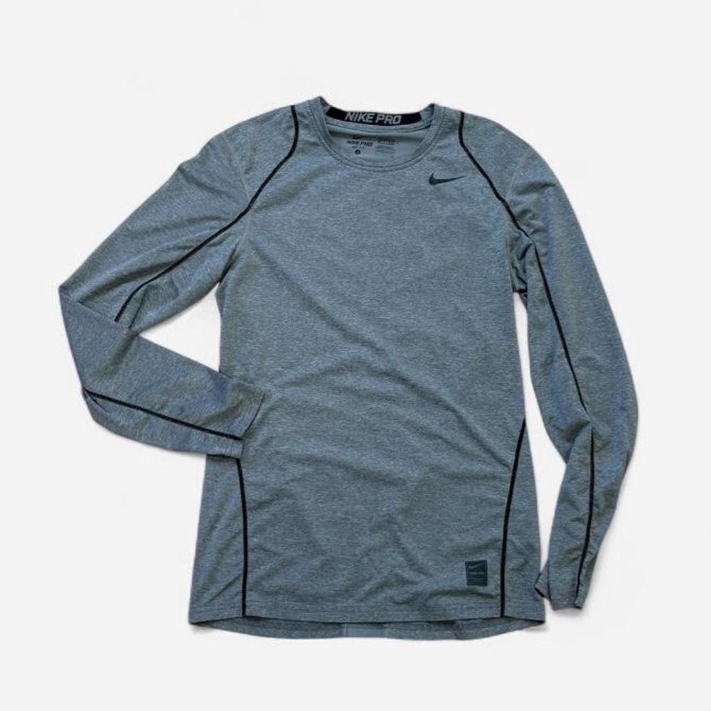 Nike Pro Dri FIT Gray Long Sleeve Fitted Shirt Small